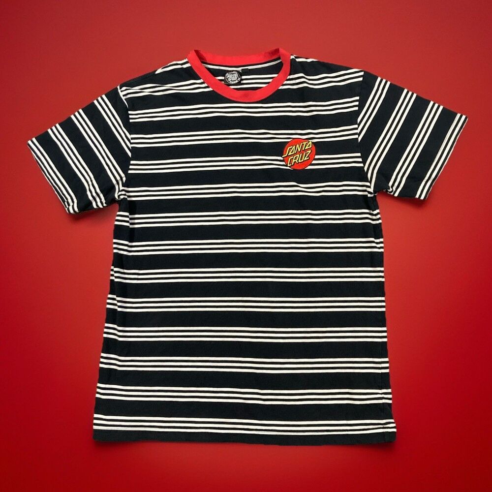 Santa Cruz Skateboards Streetwear Striped T-Shirt Men's Large